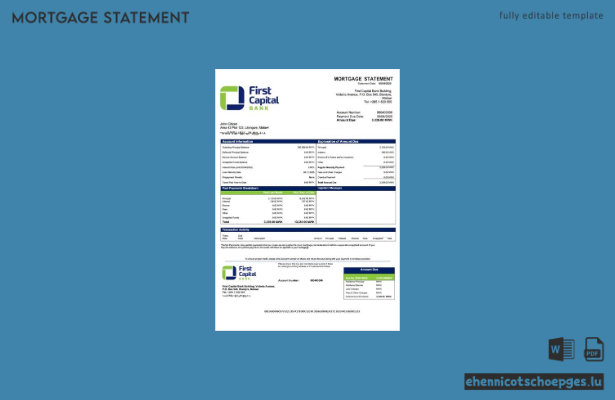 Malawi First Capital Bank Malawi Hypothekenabrechnung Word- und PDF-Beispielvorschau